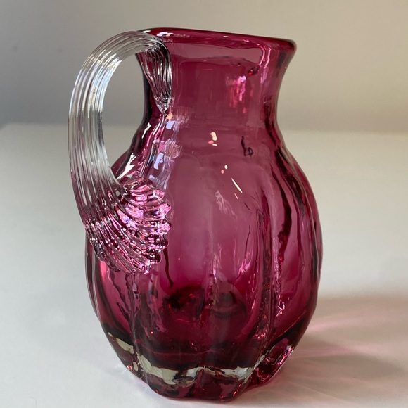 Vintage Pilgrim Glass Quincy Cranberry Miniature Pitcher - Hand Blown 4” - Picture 4 of 9